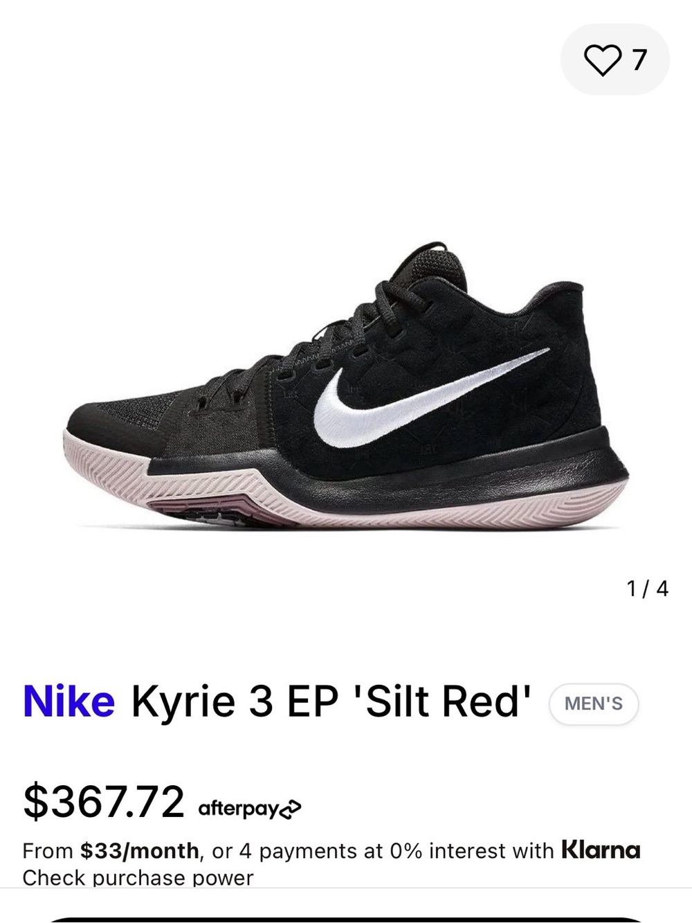 Nike Kids Black/White Sneakers with Light Pink Outsole Accents